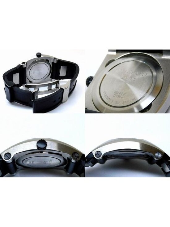 Bvlgari 2 Watch Ergon Date Stainless Steel Rubber Bracelet